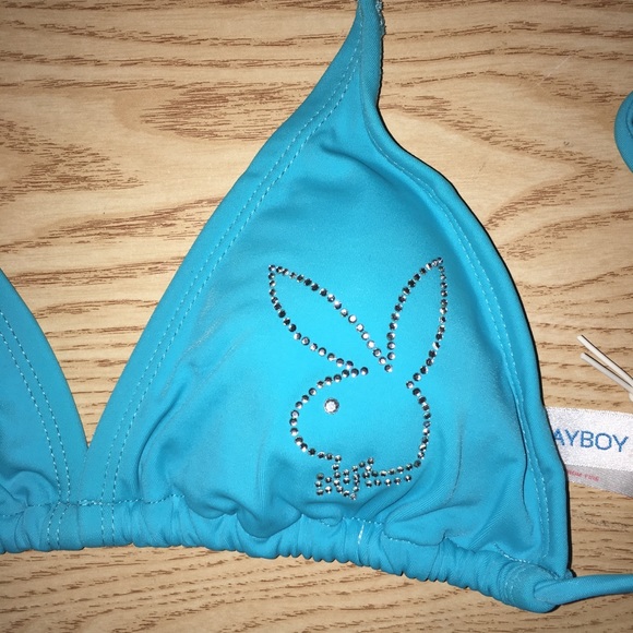 New 2pc Sexy Vintage Playboy Thong Bikini Swimsuit Diamonds Size Large & XL - Picture 8 of 13